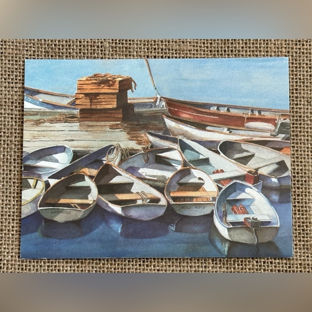 Vintage Late Afternoon Fishing Boats Elizabeth Boynton Birthday Card Framable